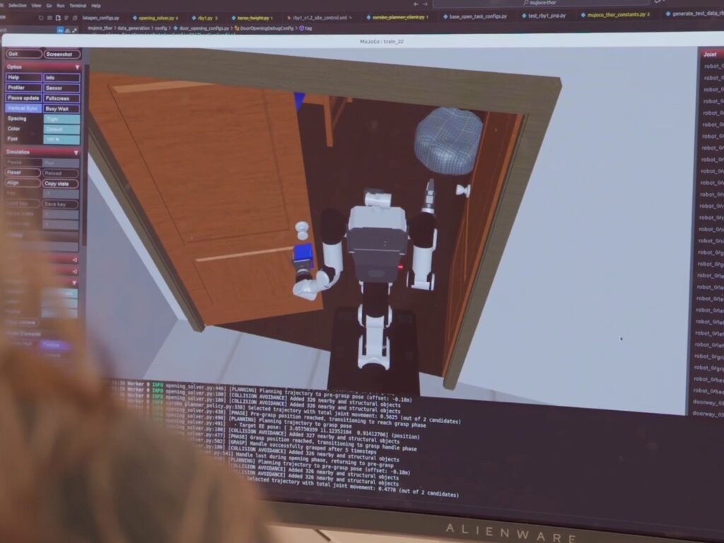 Building physical AI with virtual simulation data Software screenshot as virtual simulation data is driving the development of physical AI across corporate environments, led by initiatives like Ai2’s MolmoBot.